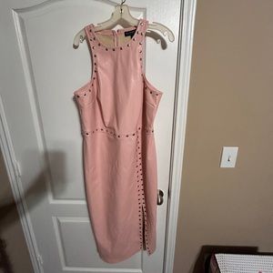 Eloquii Stud Detail Leather Dress